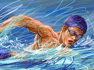 Пловец в бассейне рисунок