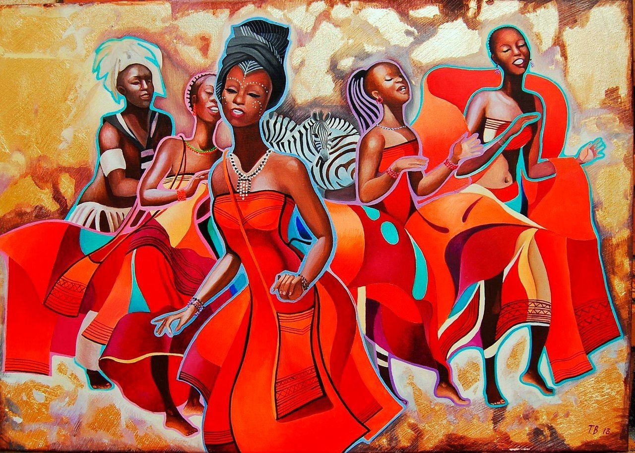 Танцы негритянок. Современная живопись Африки. Картины в африканском стиле. Африканские мотивы в живописи.
