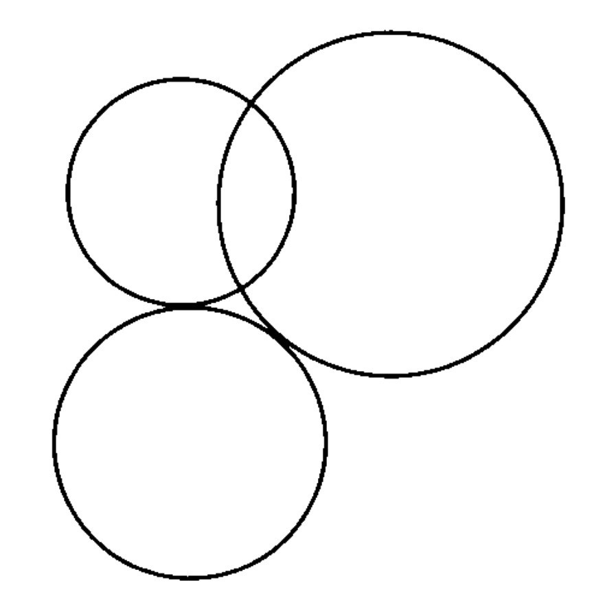Нарисовать рисунок окружности. Пересекающиеся окружности. Две пересекающиеся окружности. Три пересекающихся круга. Композиция из трех кругов.