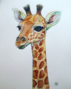 Жираф рисунок карандашом цветным