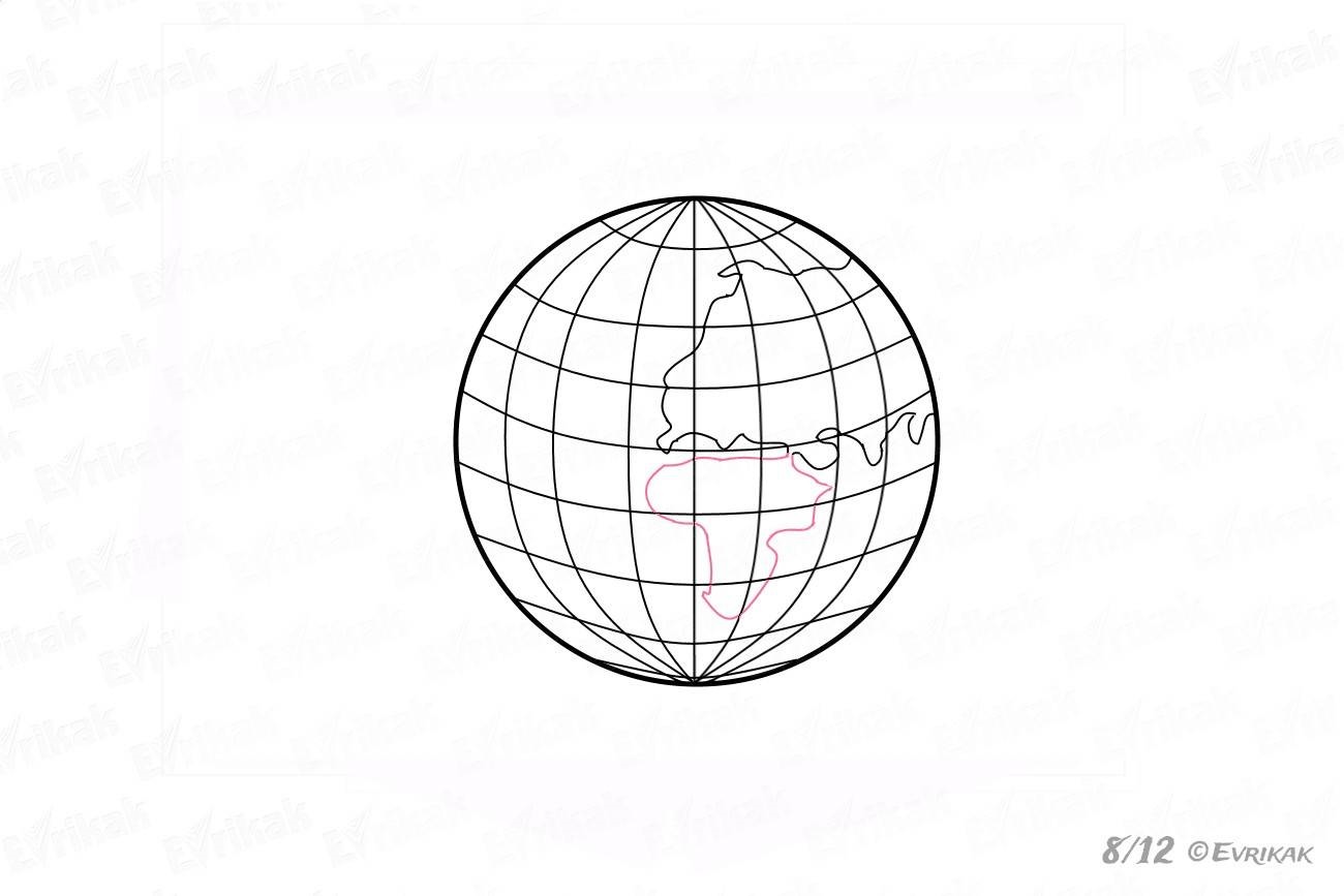 Земной шар рисунок карандашом. Глобус рисунок карандашом. Глобус контурный рисунок.