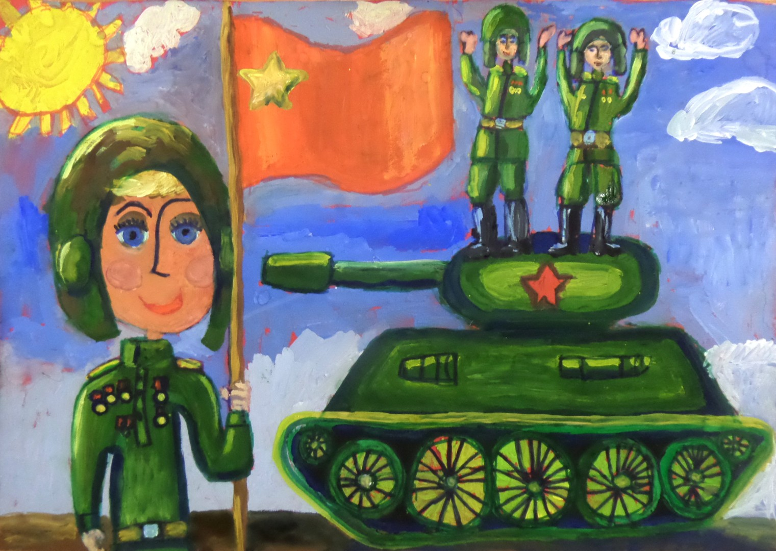 Рисунок к военной песне три танкиста