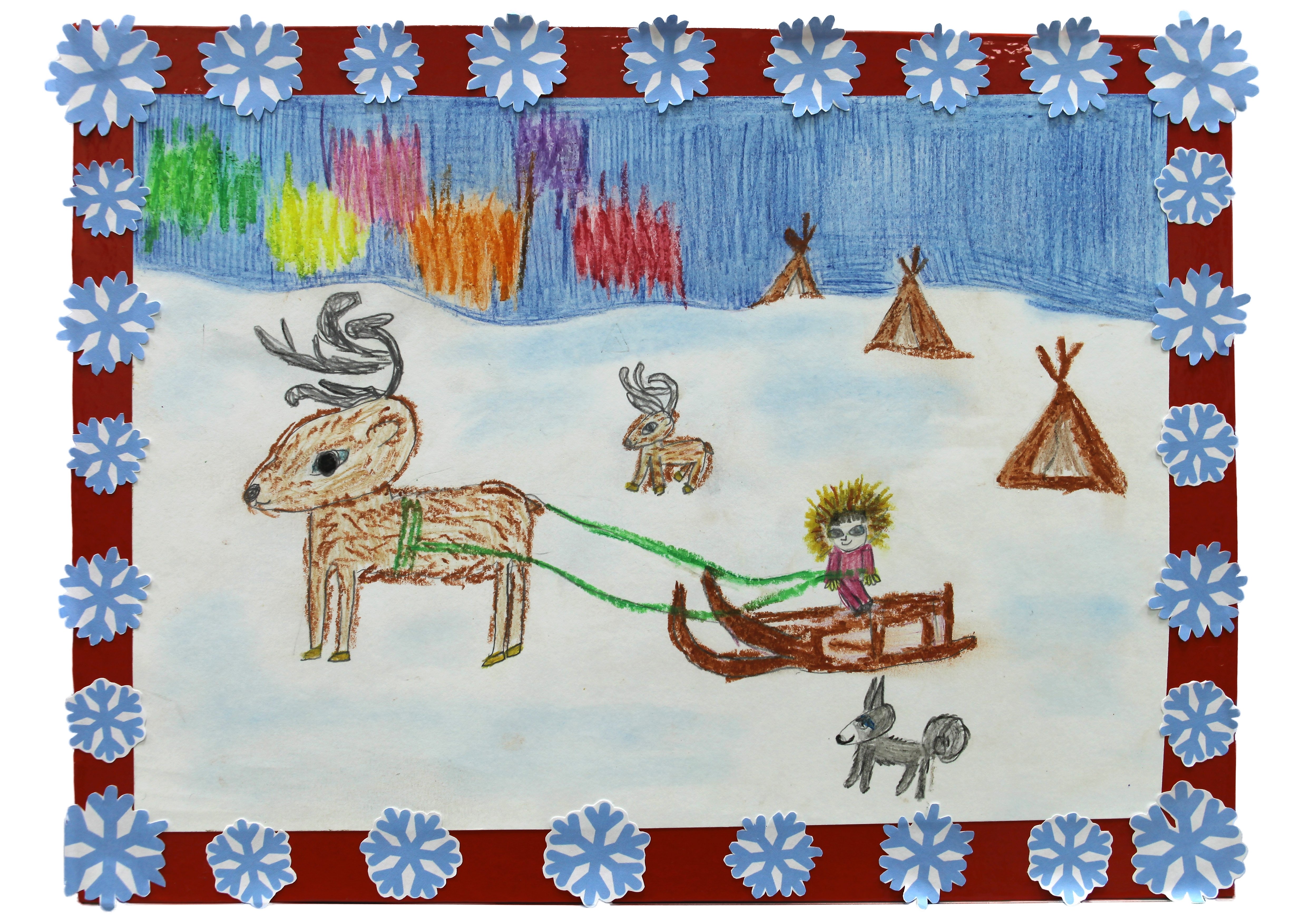 Занятие олень. Аппликация на тему народы севера. Рисунок на тему Югра. Рисунки детей на Северную тематику. Рисование в подготовительной группе Северный олень.