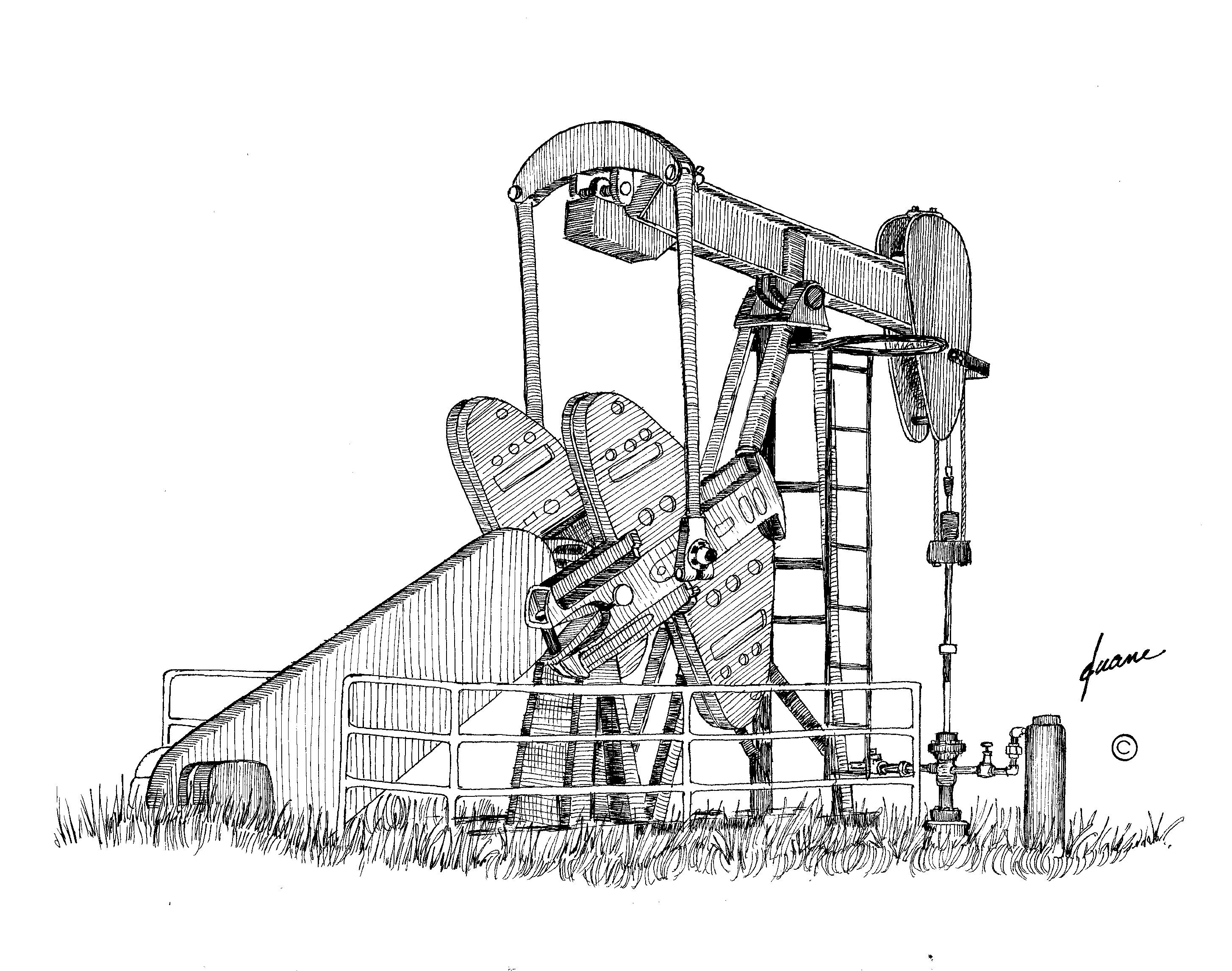 Нефтекачалка рисунок карандашом