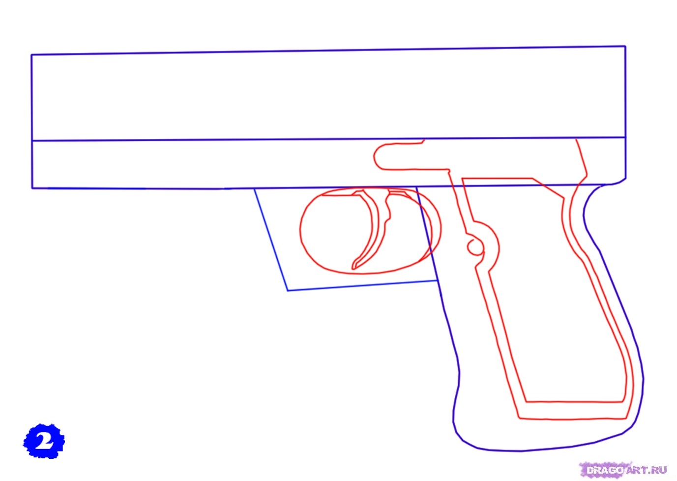 Оружие поэтапно. Поэтапное рисование пистолета.
