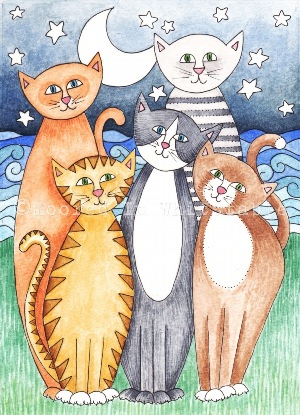 Семья котиков рисунок