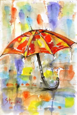 Цветной зонтик рисунок