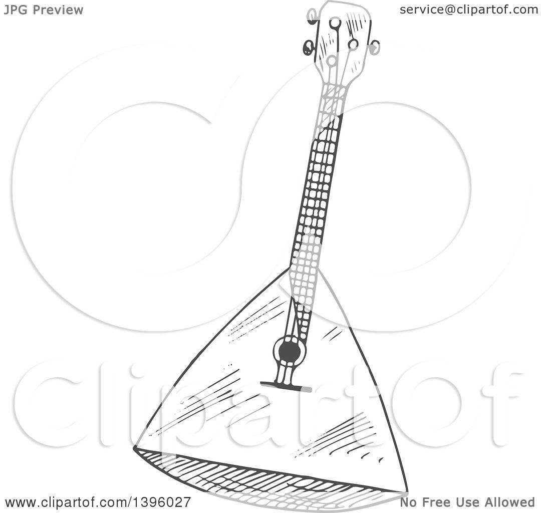 Балалайка рисунок карандашом цветной