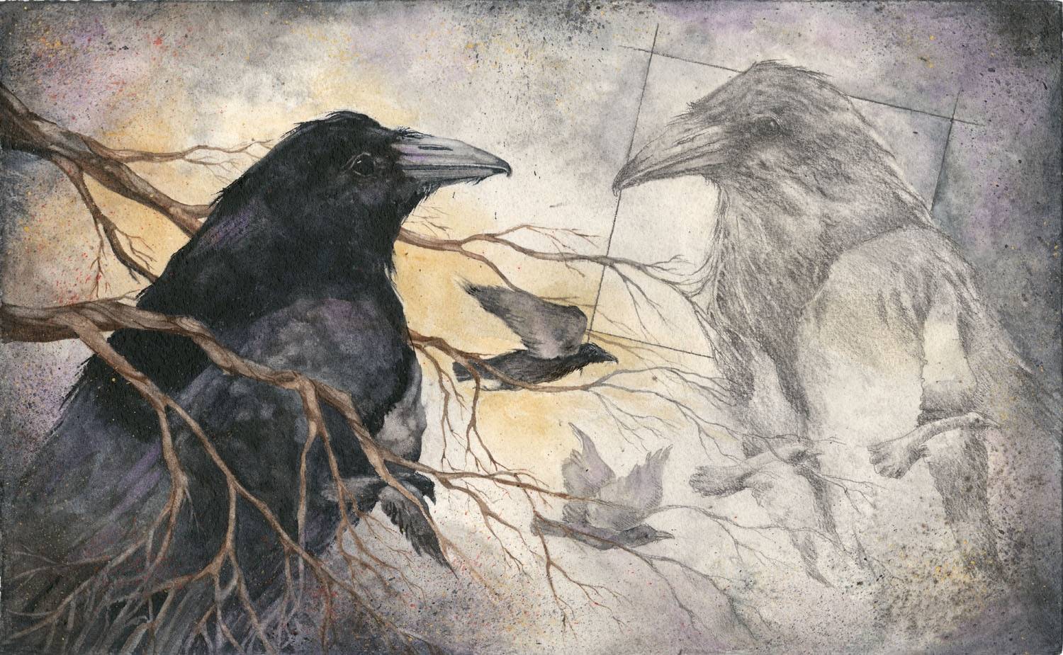 Читать тень ворона 6. Ворона живопись. Два ворона. Образ ворона. Вороны на картинах художников.
