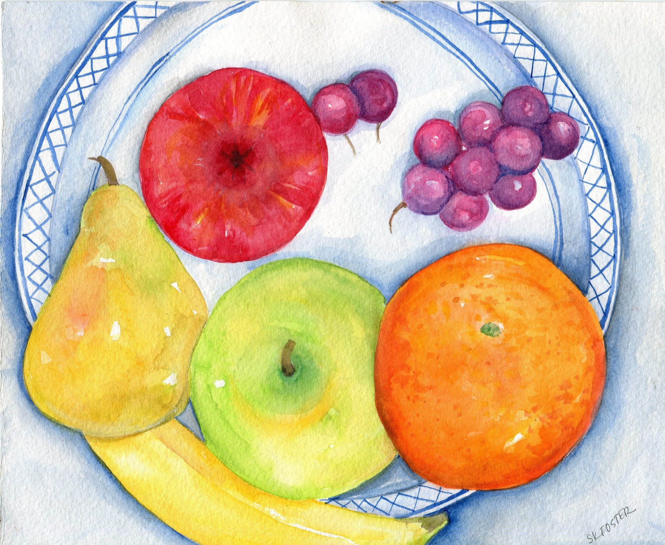 Рисование натюрморта из фруктов