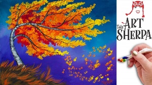 Осенний рисунок ватными палочками