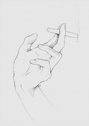 Рука с сигаретой для срисовки