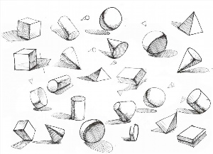 Зарисовки мелких предметов геометрической формы