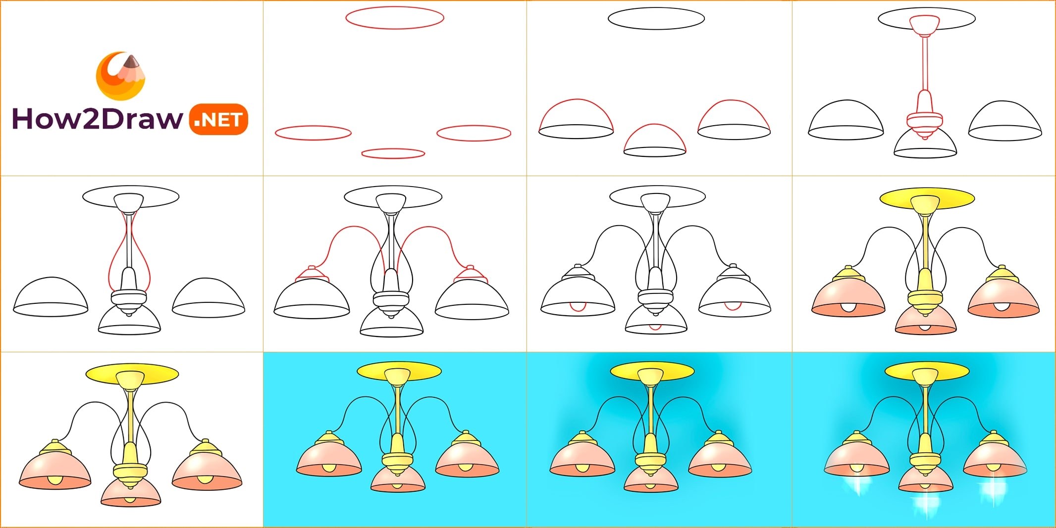Как рисовать люстру