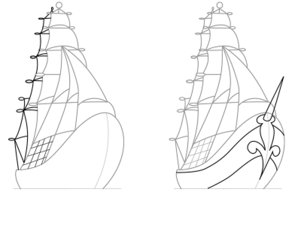 Как нарисовать корабль поэтапно