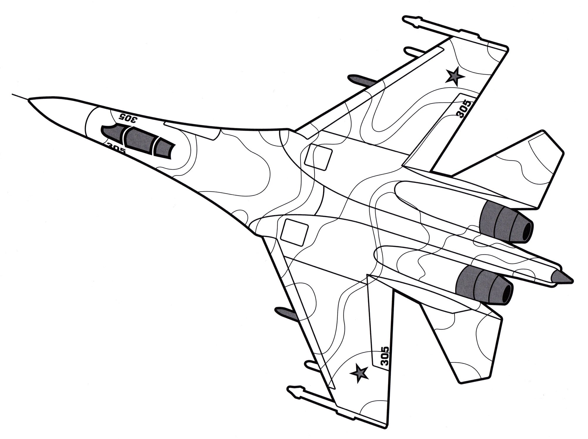 Су 30 рисунок карандашом