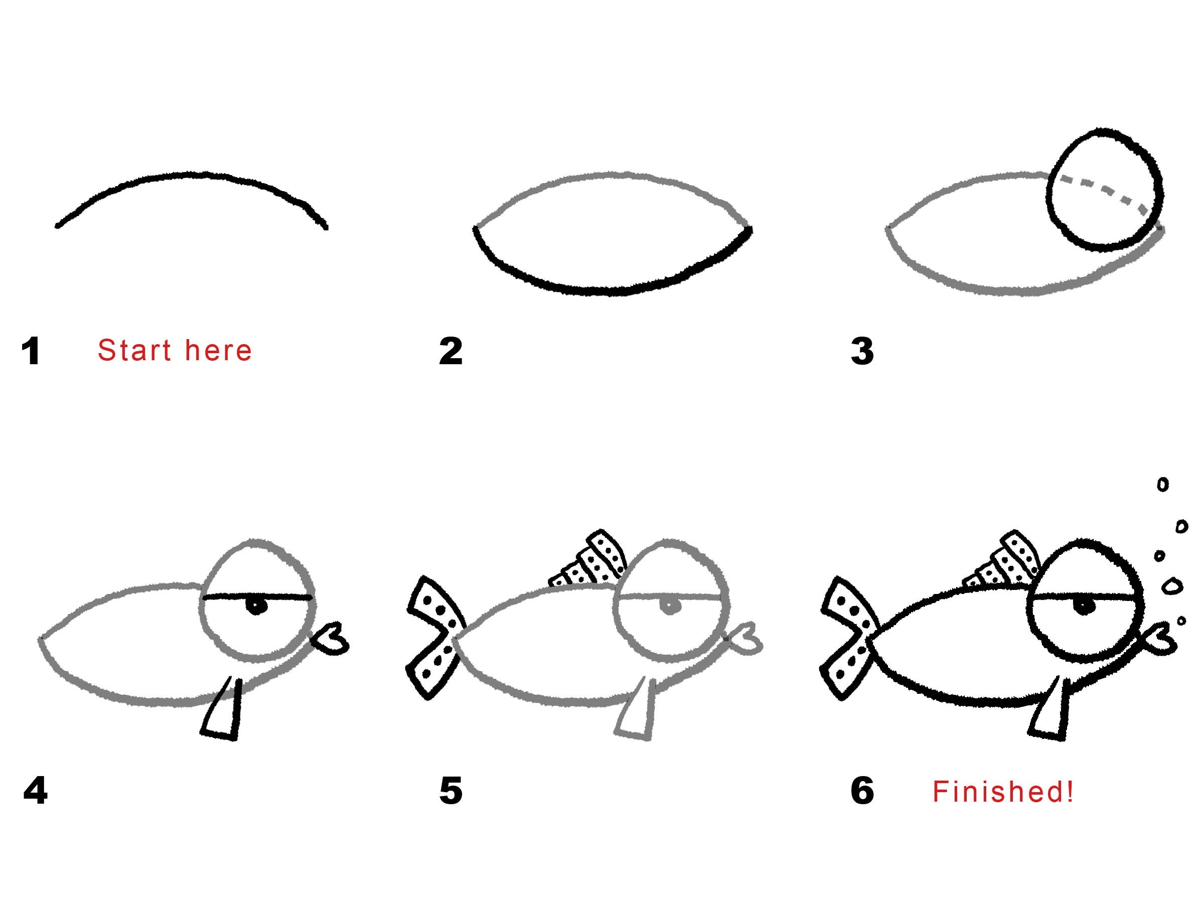 Как рыбу рисовать поэтапно