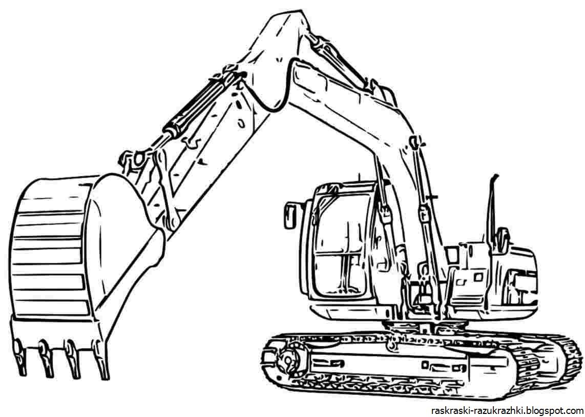 Экскаватор картинка раскраска