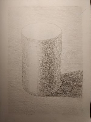Рисунок цилиндра карандашом с тенью