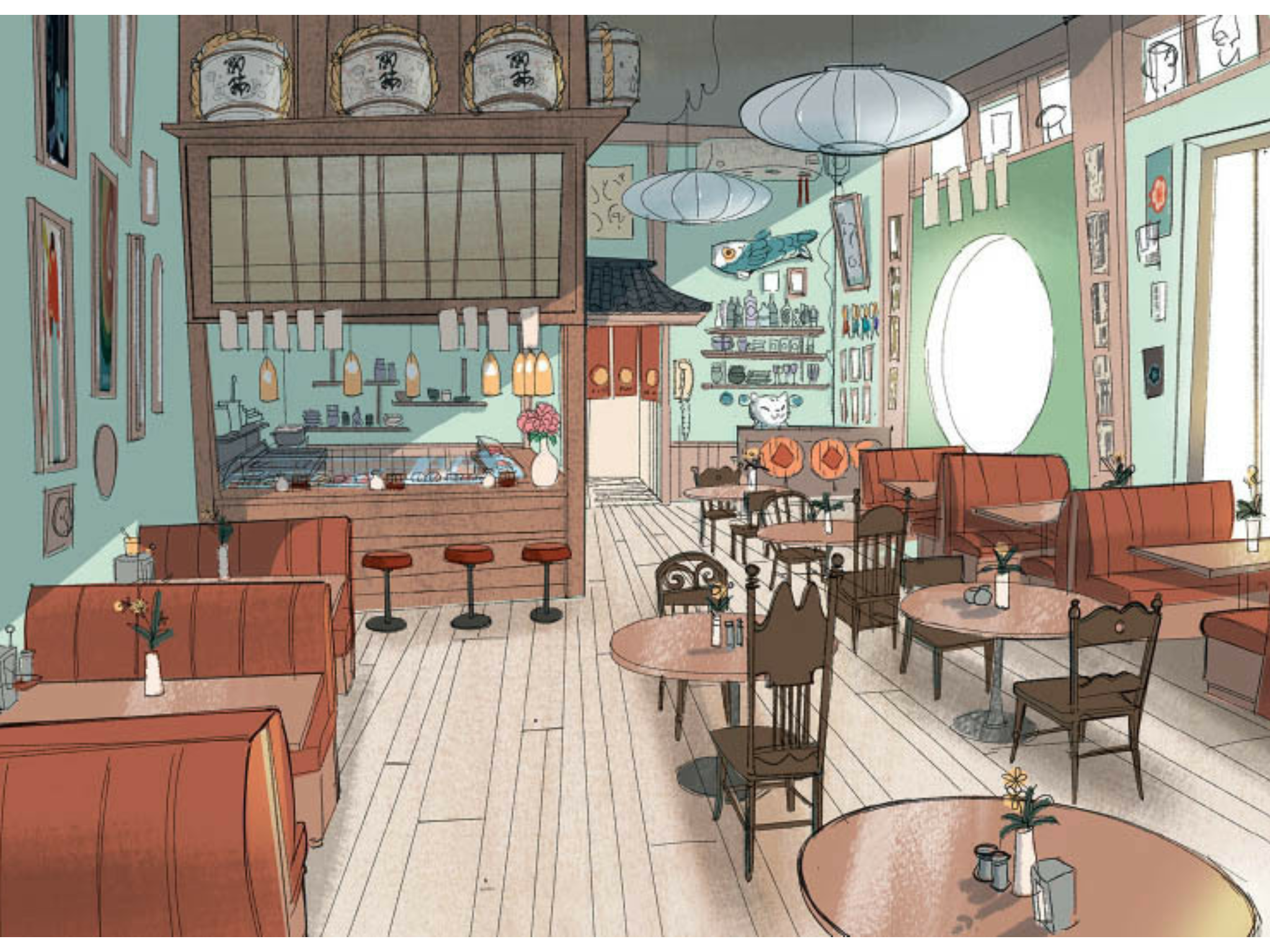 Кафе референс. Аниме кафе. Кафе в стиле аниме. Кафе в мультяшном стиле. Ресторан в стиле аниме.