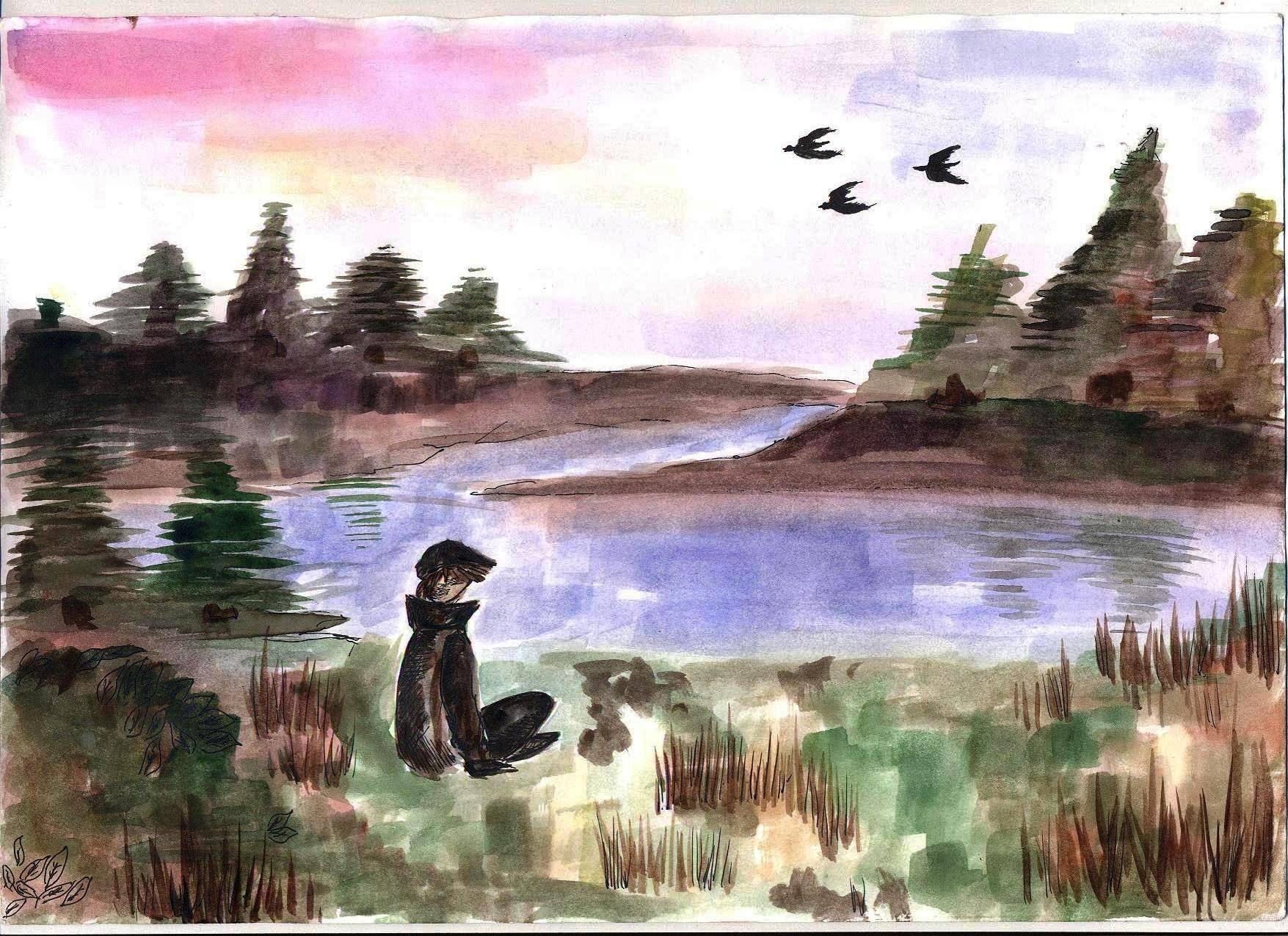 Нарисовать произведение васюткино озеро