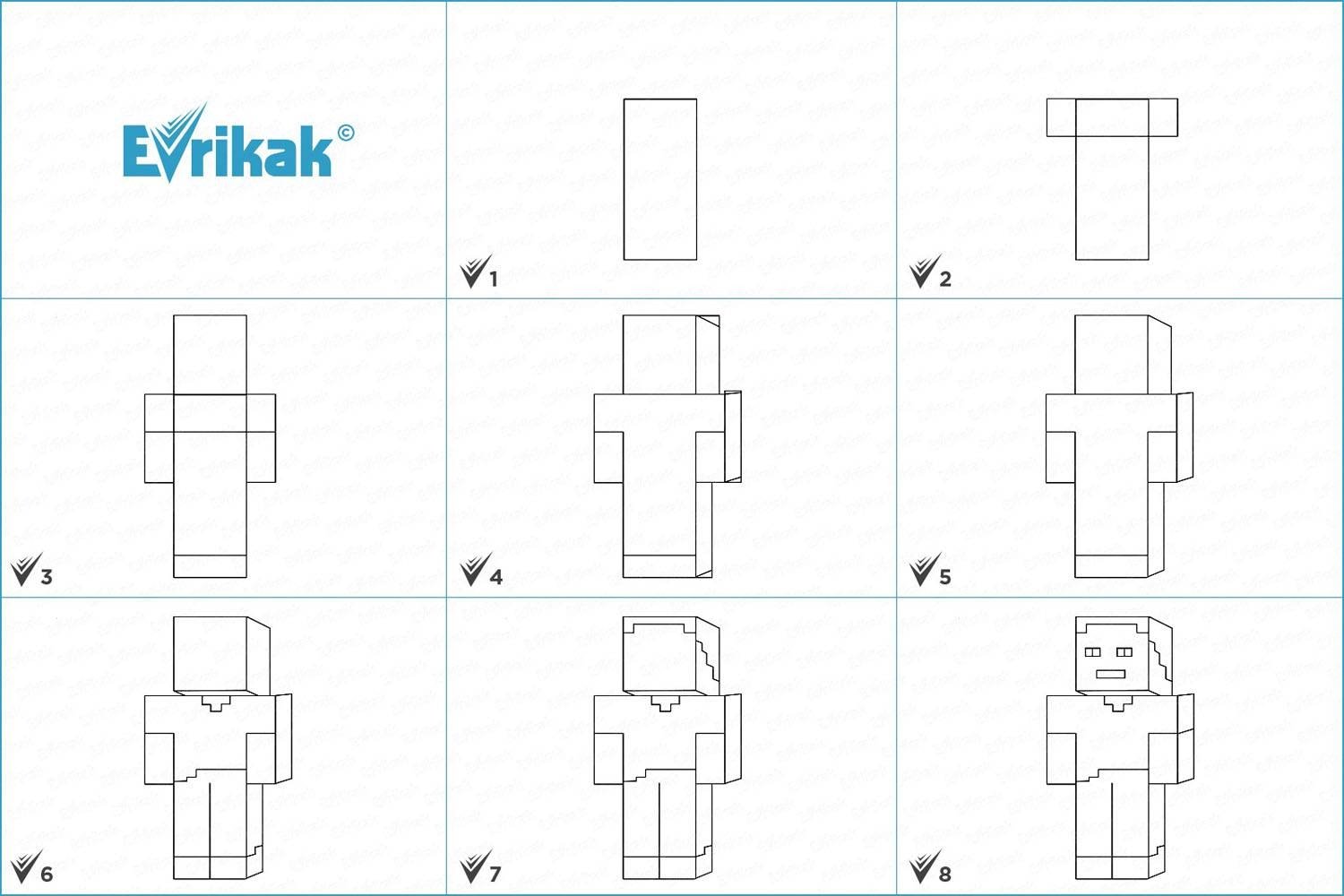 Рисуем человечка из майнкрафта