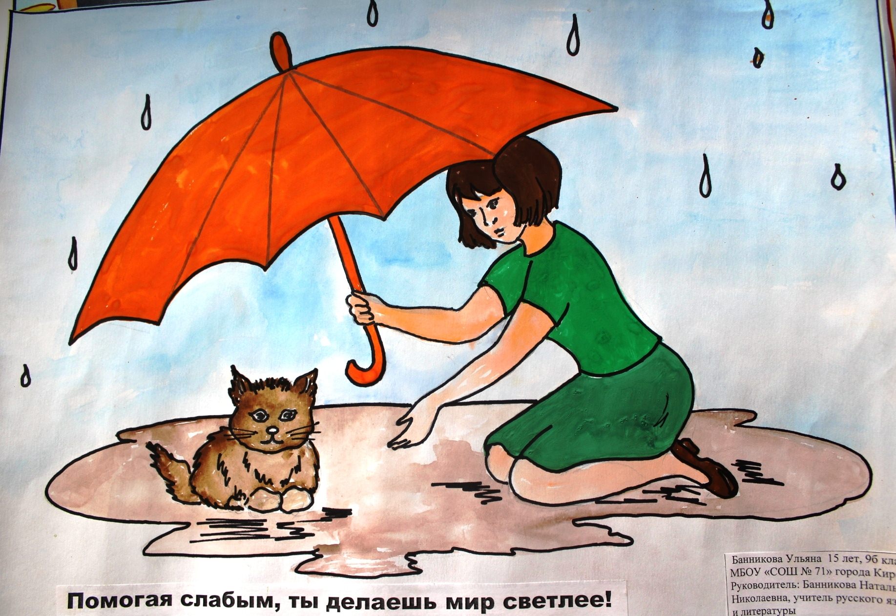 Рисунок бездомной кошки