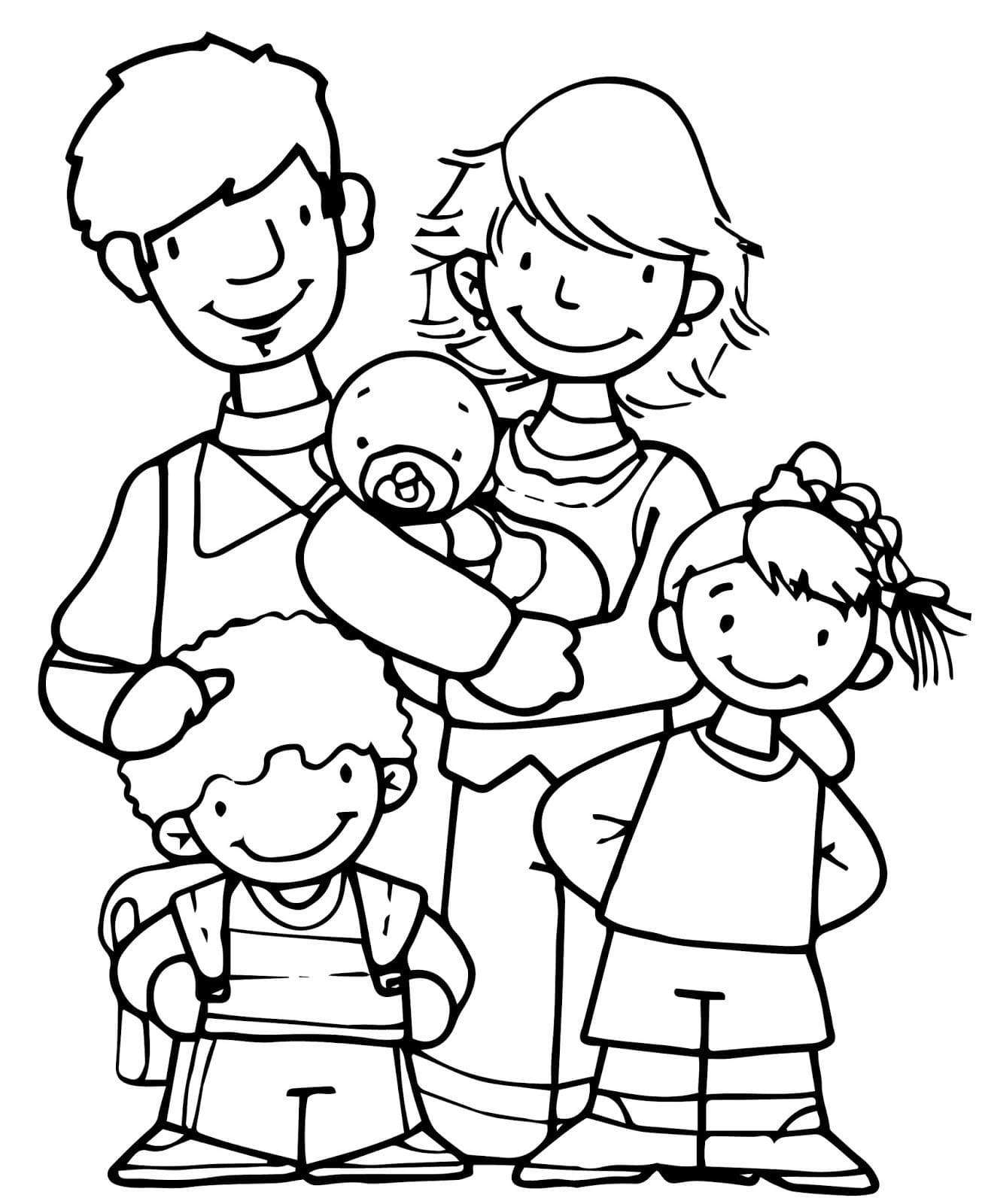 Картинка семья черно белая для детей