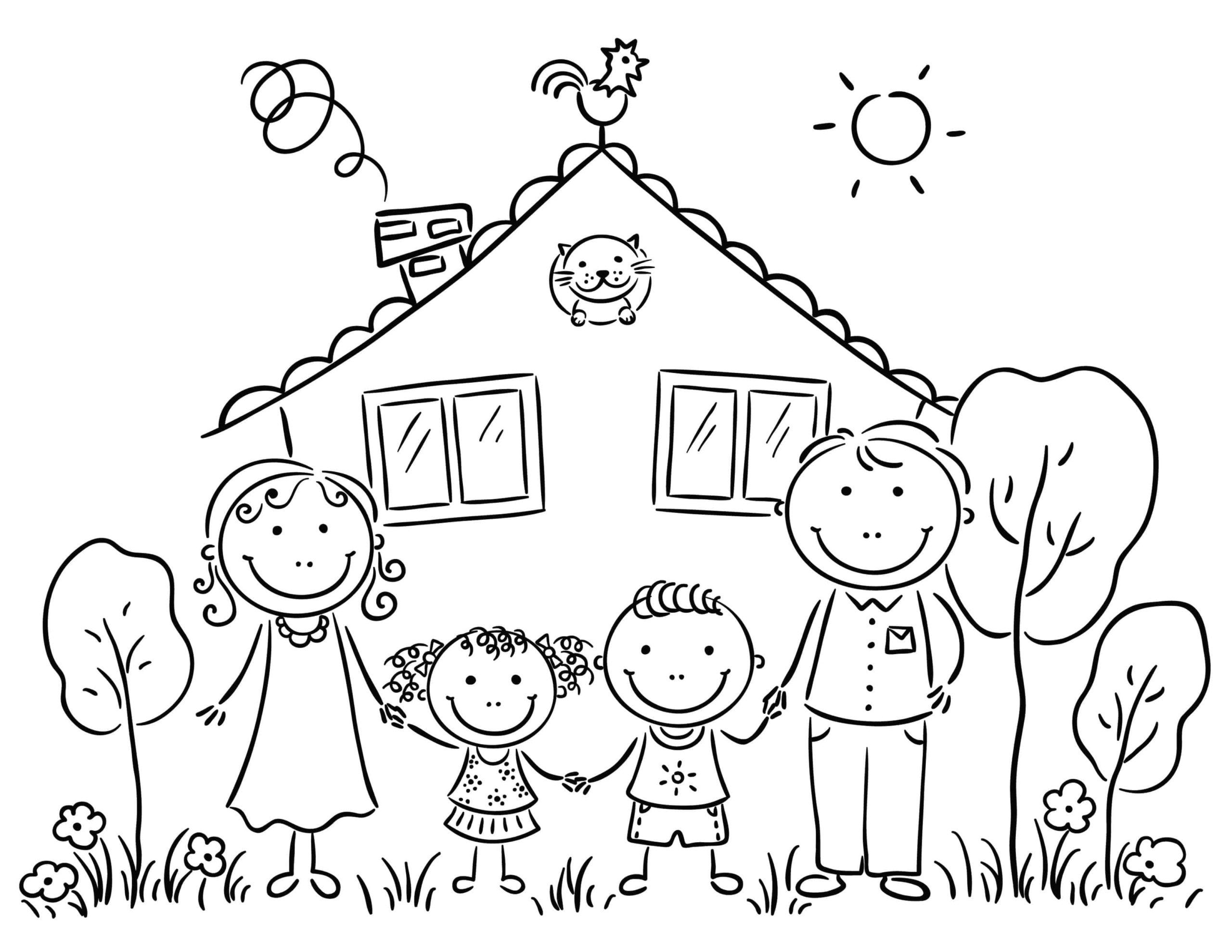 Картинки раскраски про семью для детей