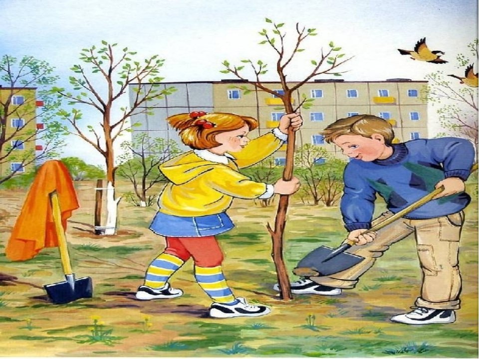 Работа людей весной. Труд людей осенью. Весенний труд. Весенние работы в саду картина для детей.