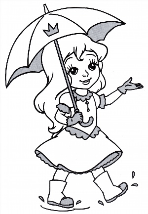Девочка с зонтиком раскраска