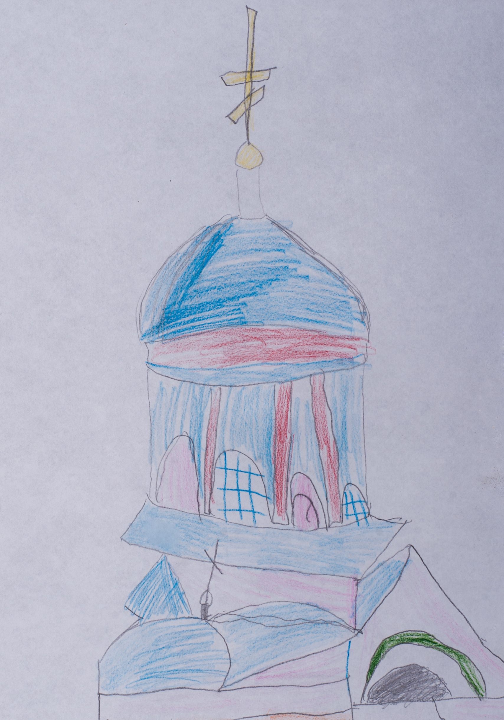 храм рисунок карандашом для детей пошагово