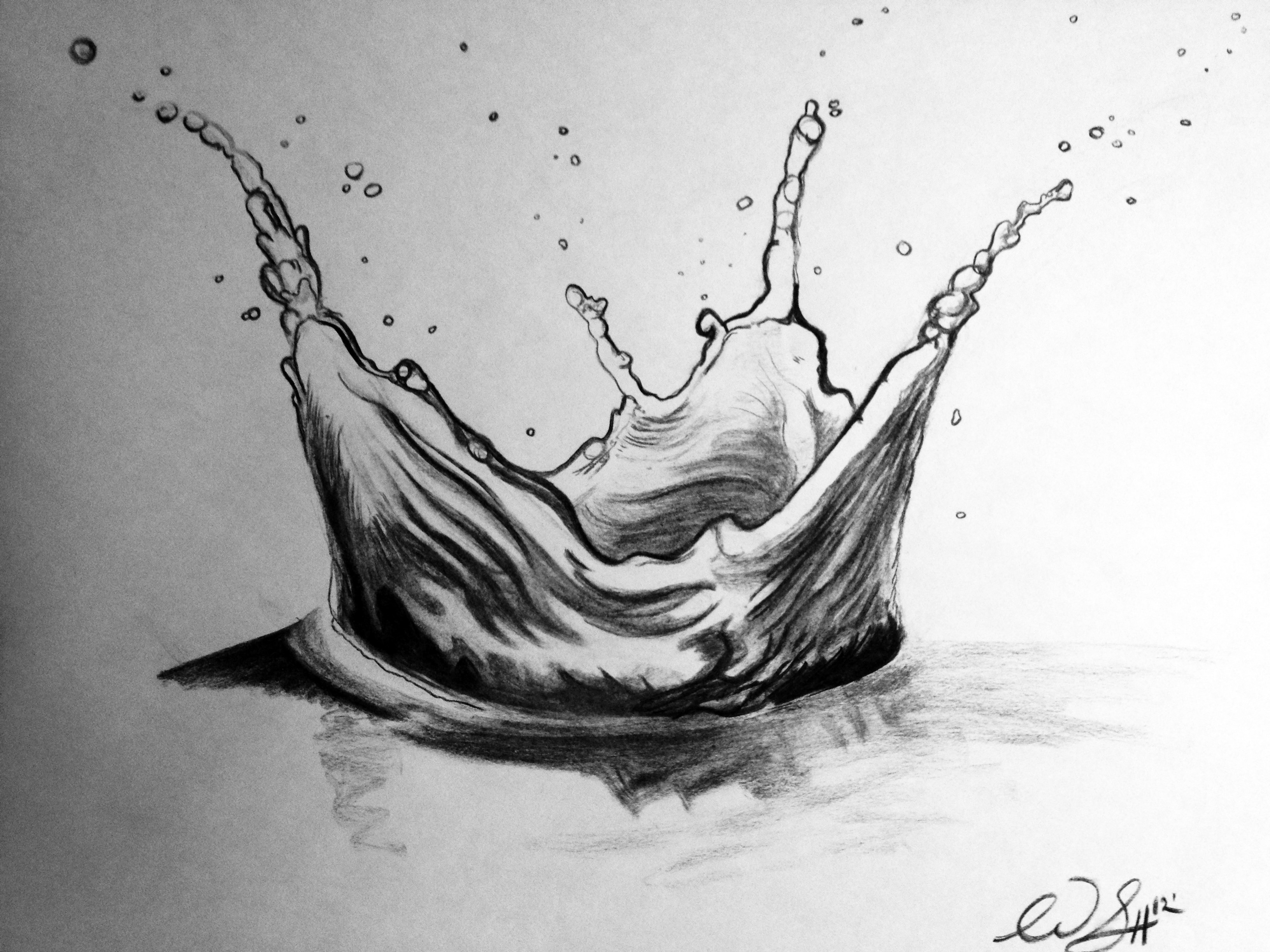 Вода в графике рисунок. Вода карандашом. Вода эскиз. Брызги воды эскиз. Всплеск воды карандашом.