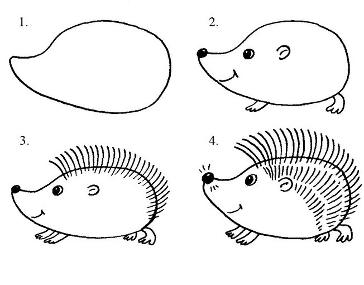 Нарисовать ежика карандашом поэтапно