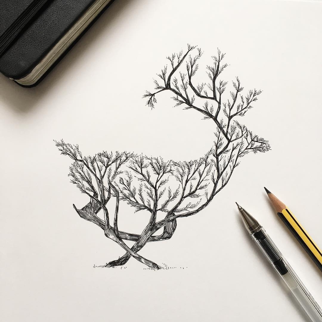 Графика рисунок легко. Необычные рисунки карандашом. Интересные скетчи. Идеи для рисунков. Дерево в скетчбуке.