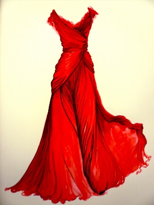 Красное платье иллюстрация