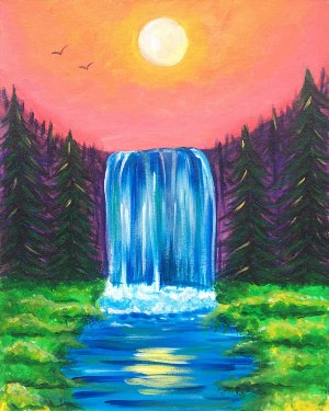Как нарисовать водопад красками