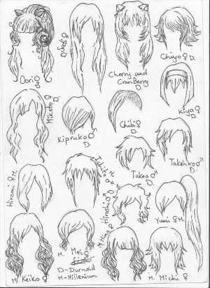 Причёски для срисовки аниме