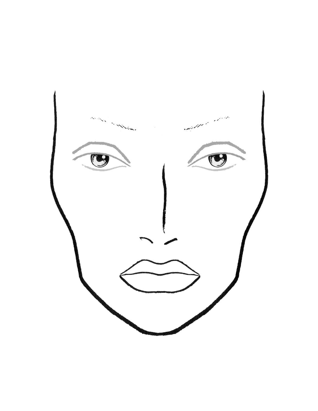 Схема лица. Фейсчарт Мак. Face Chart для бровистов. Очертания лица. Макет лица для рисования.