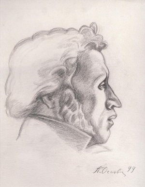 Пушкин автопортрет карандашом