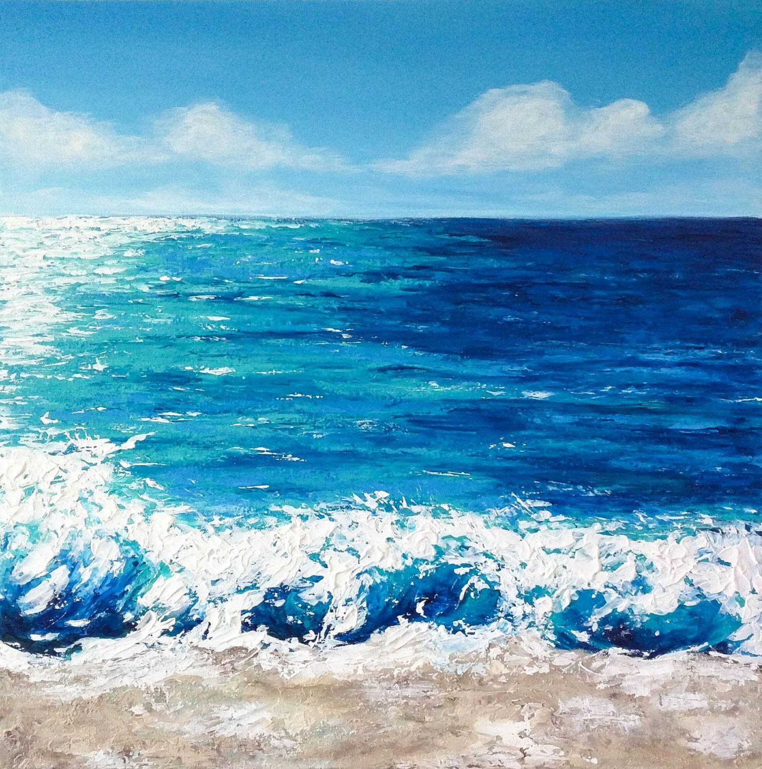 Море рисунок. Море акрилом. Картина акрилом море. Морской пейзаж акрилом.