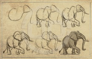Слон вид сзади рисунок