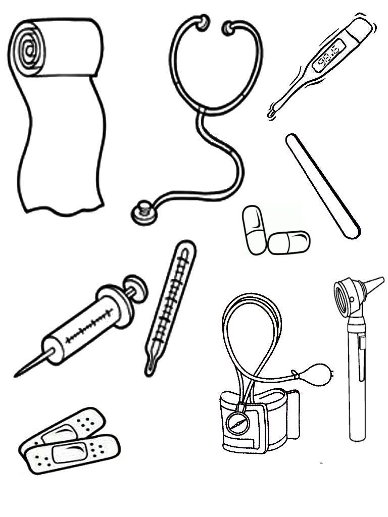 Шаблон инструменты. Раскраска инструменты врача. Инструменты врача раскраски для детей. Раскраска медицинские инструменты. Инструменты раскраска для детей.