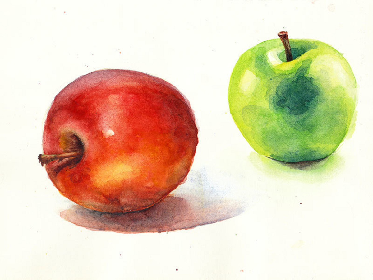 Предмет прима. Яблоко акварелью лессировка. Этюд лессировка. Рисование фруктов акварелью. Этюд яблока акварелью.