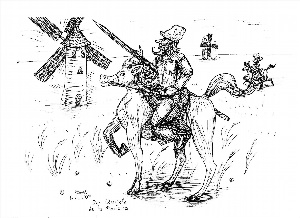 Иллюстрация Дон Кихот карандашом
