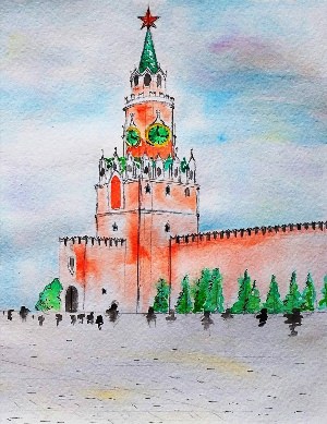 Нарисовать кремль карандашом