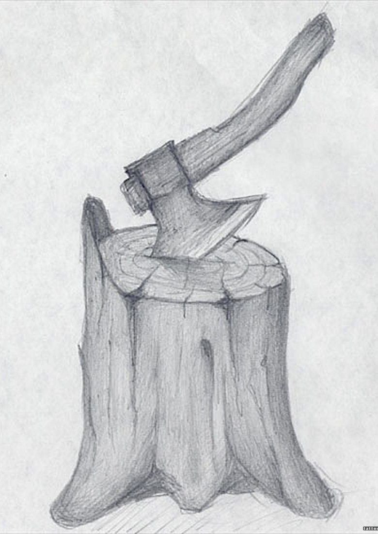 Рисунок топора карандашом