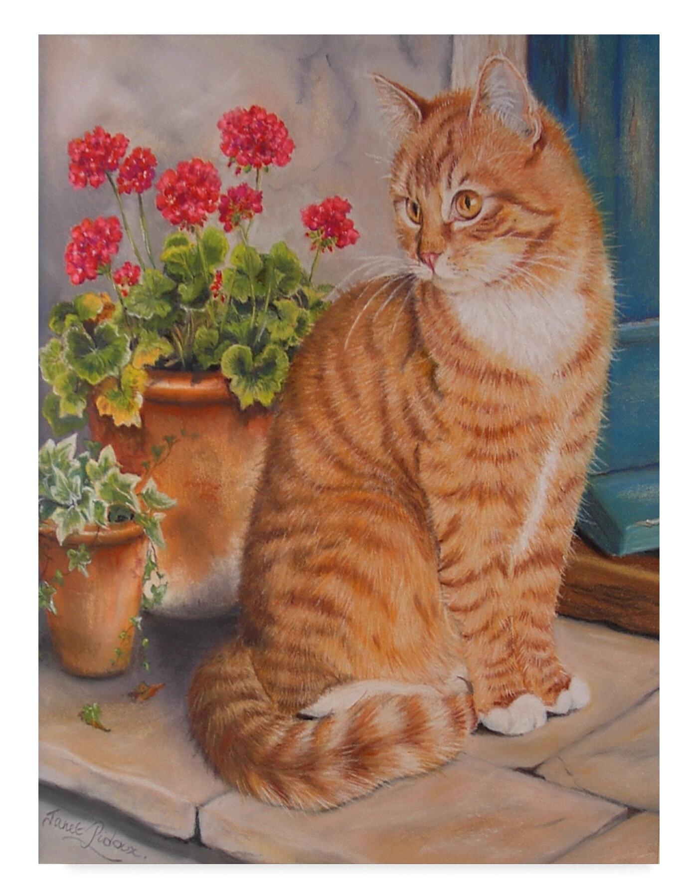 Открытки с рыжими котами. Janet Pidoux. Художница Janet Pidoux. Котенок живопись.