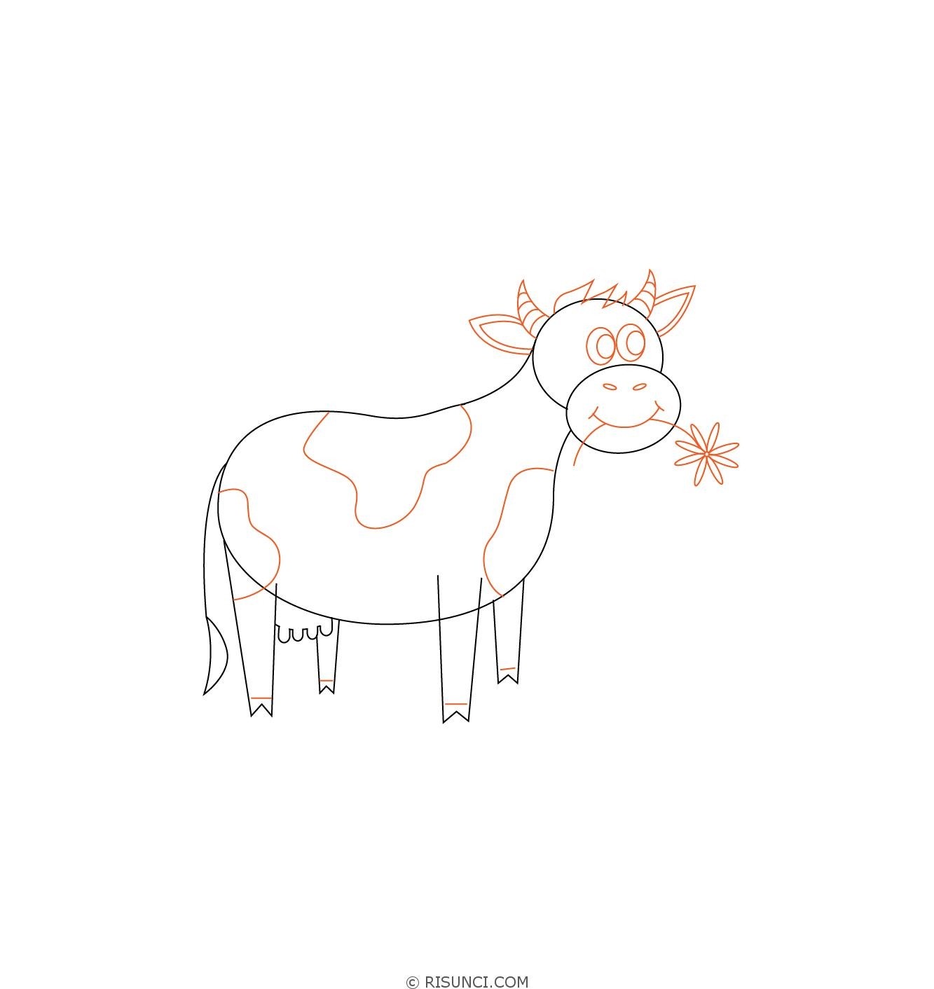 Как нарисовать оранжевую корову. Корова рисунок для детей карандашом легкие. Корова рисунок для детей карандашом. Рисунок коровы карандашом для срисовки легкие. Оранжевая корова рисунок карандашом.