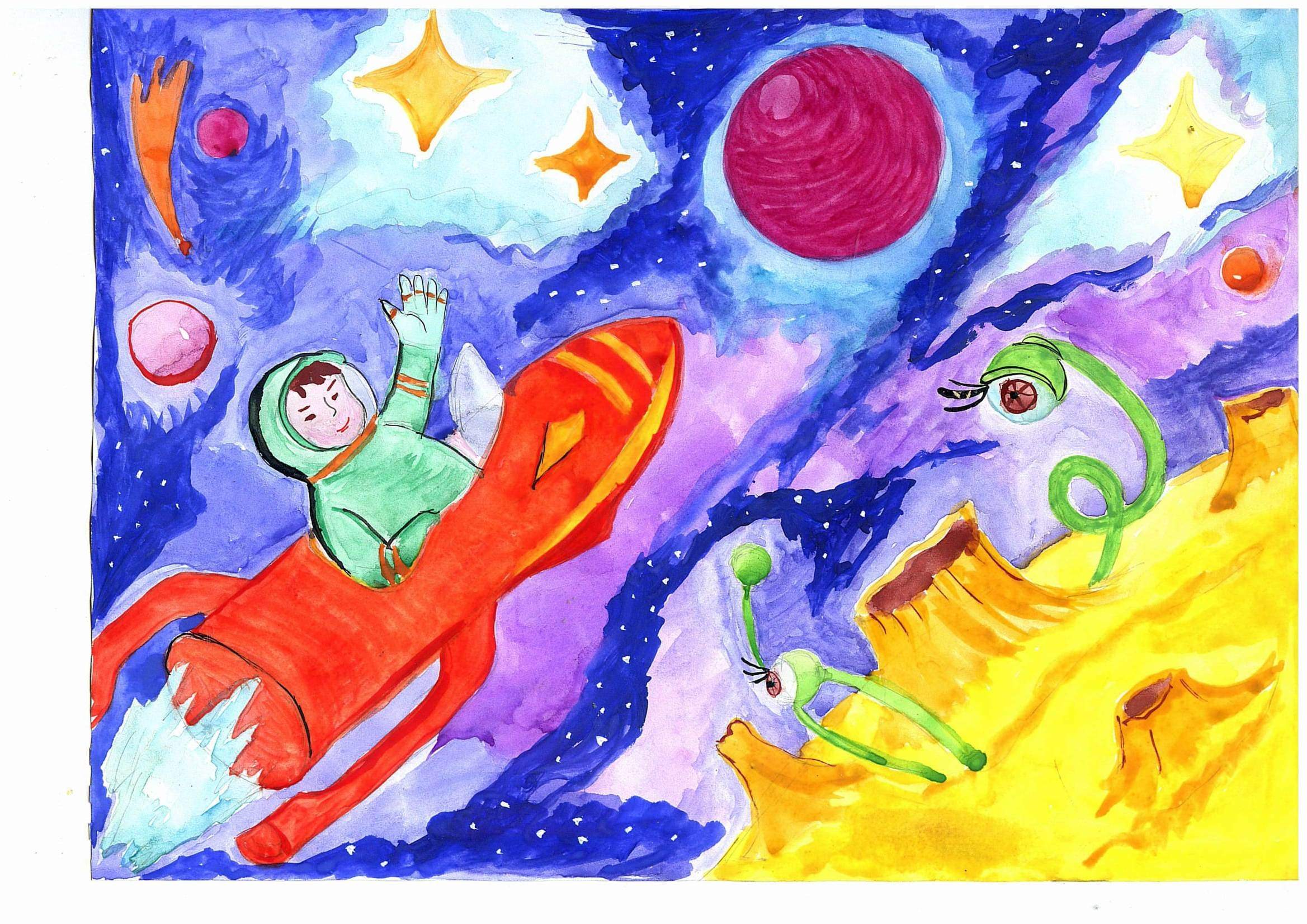 Просторы космоса рисунки для детей. Рисунок на тему космос. Рисунки на тему космос для детей. Космос рисунок для детей. Детский рисунок на тему космос.